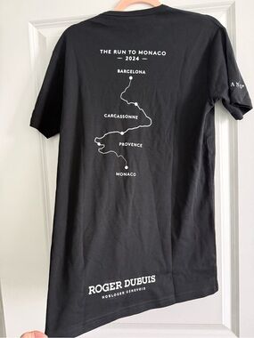 Roger Dubuis Black Crewneck Tee with White Route Graphic